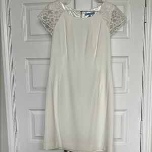 ANTONIO MELANI Cream Lace Sleeve Midi Dress